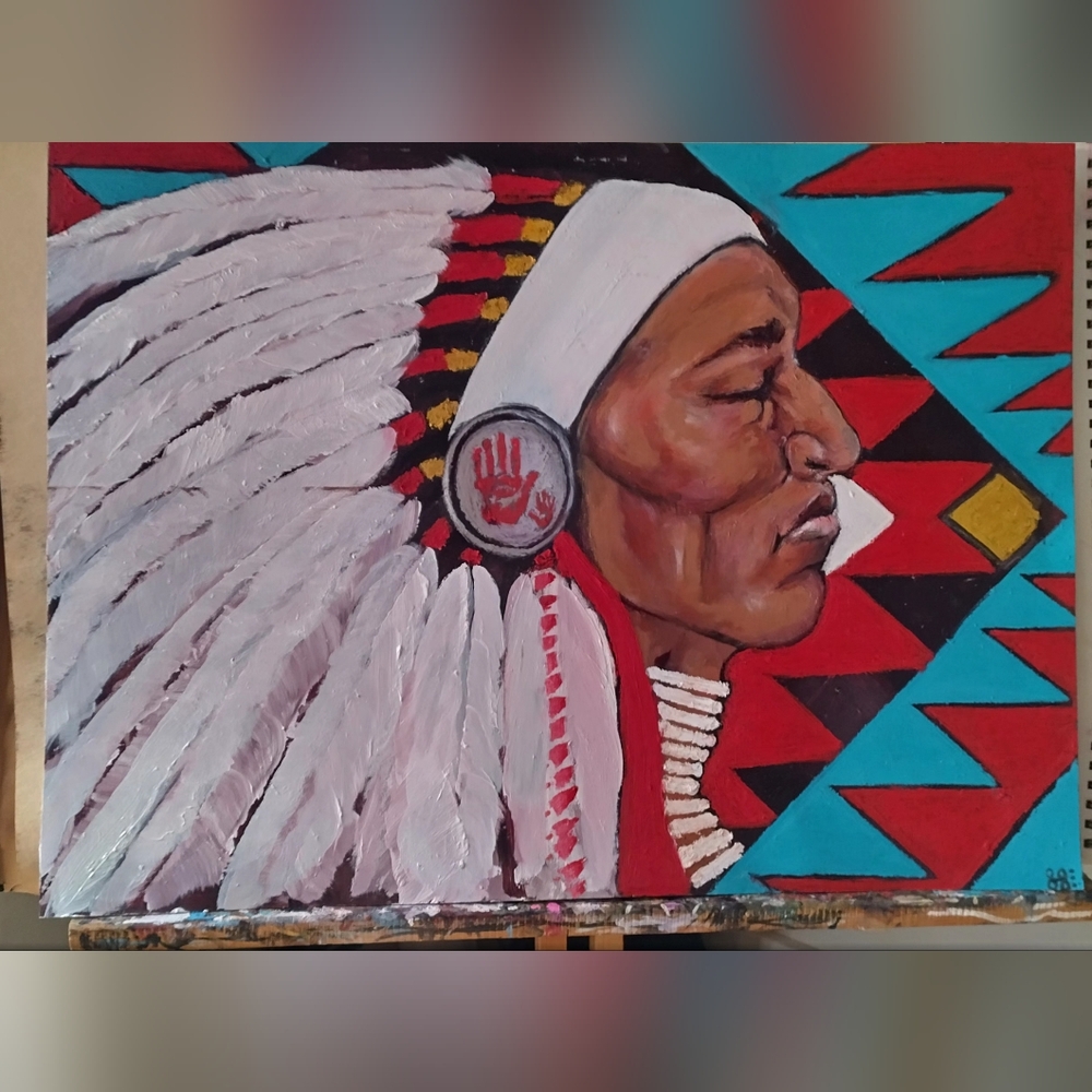 Native American Oil Portrait Painting*Native Made